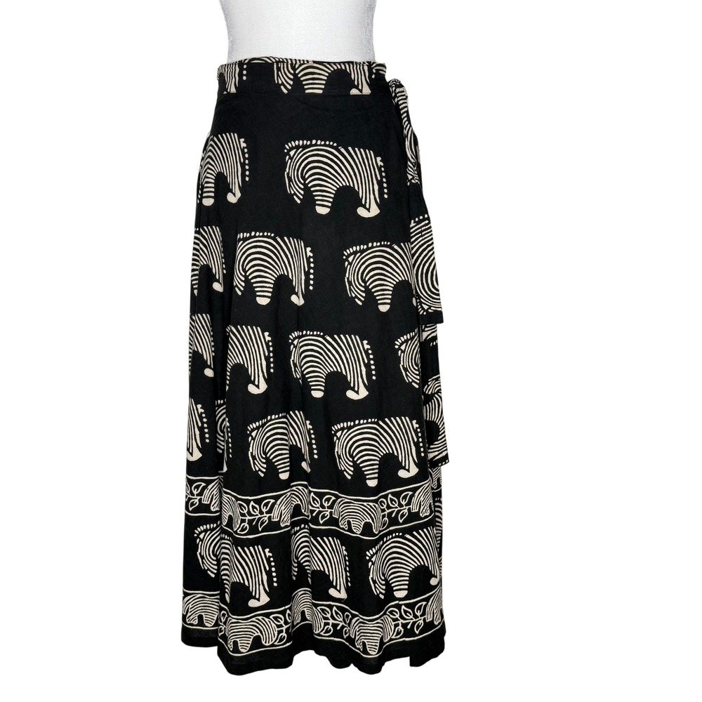 Black‎ White Zebra Print Wrap Maxi Skirt 100% Cotton Made in India Free Size